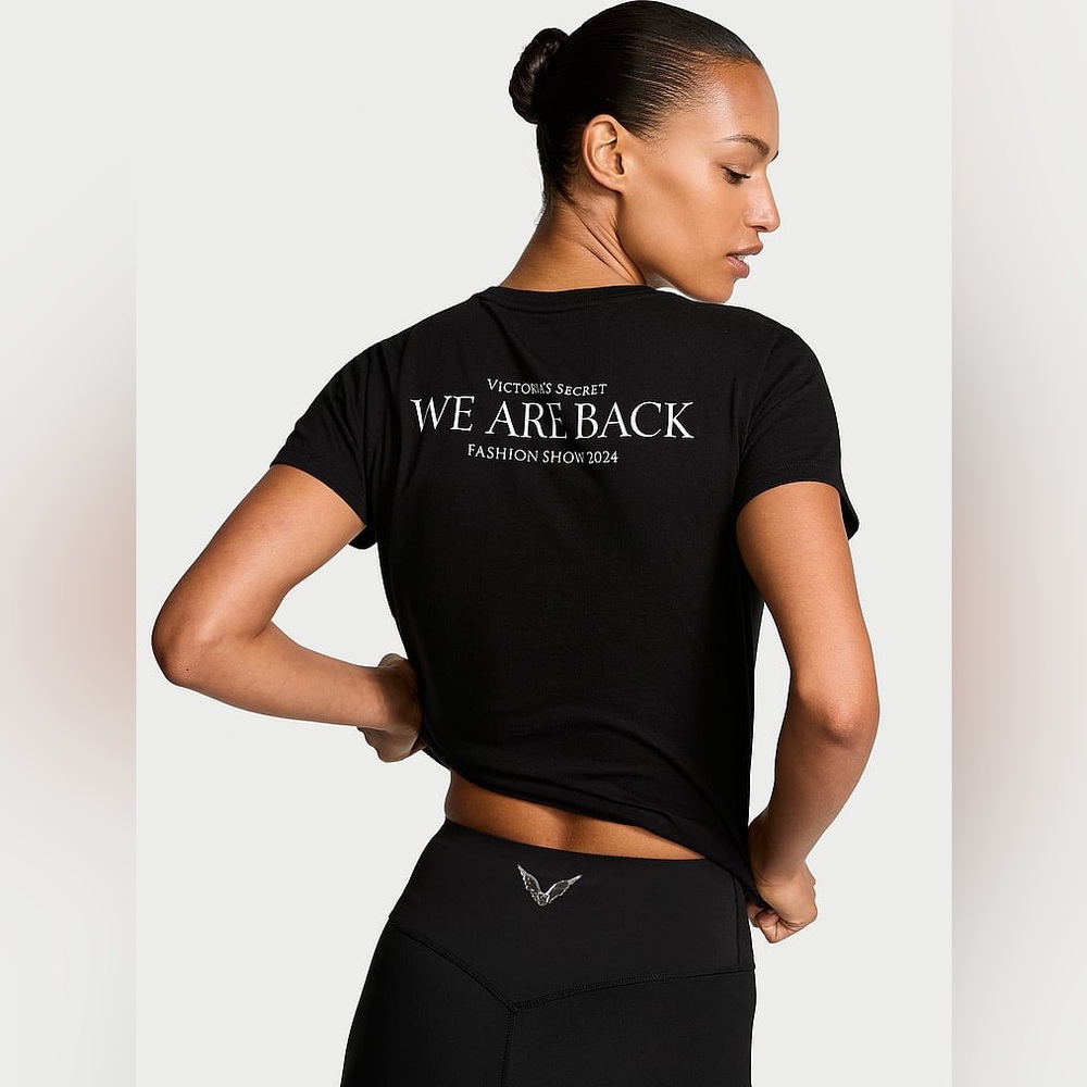 Victoria's Secret Fashion Show 2024 Cotton Tee in Black NWT - Picture 2 of 9